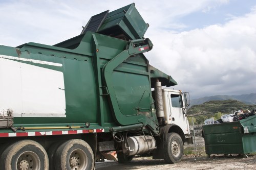 Construction site with various waste materials ready for clearance